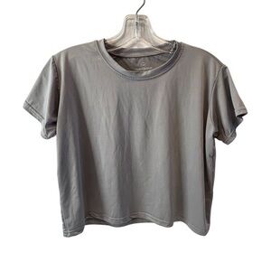 Real Essentials Women's Cropped‎ T-Shirt Light Gray Size S Short Sleeve